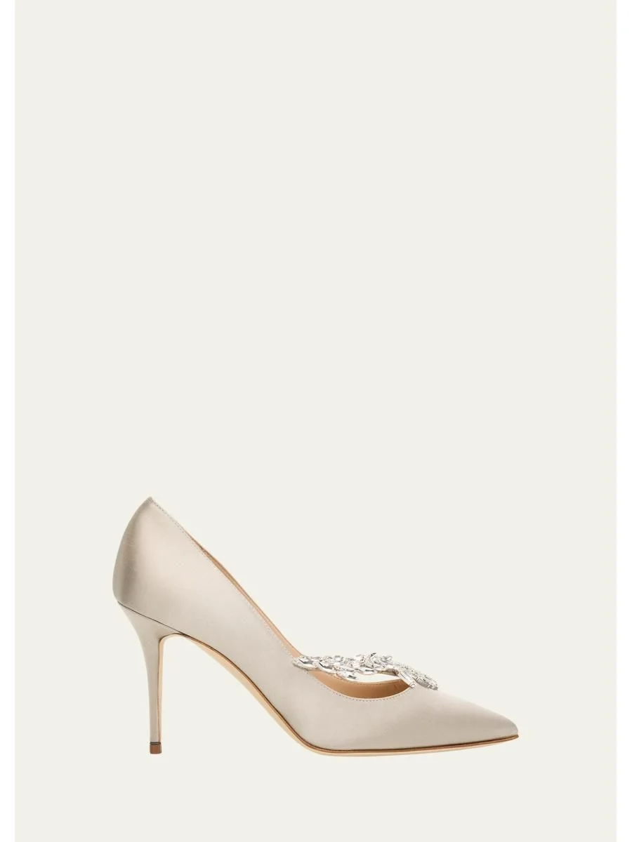 90mm Nadira Embellished Satin Pumps - 1