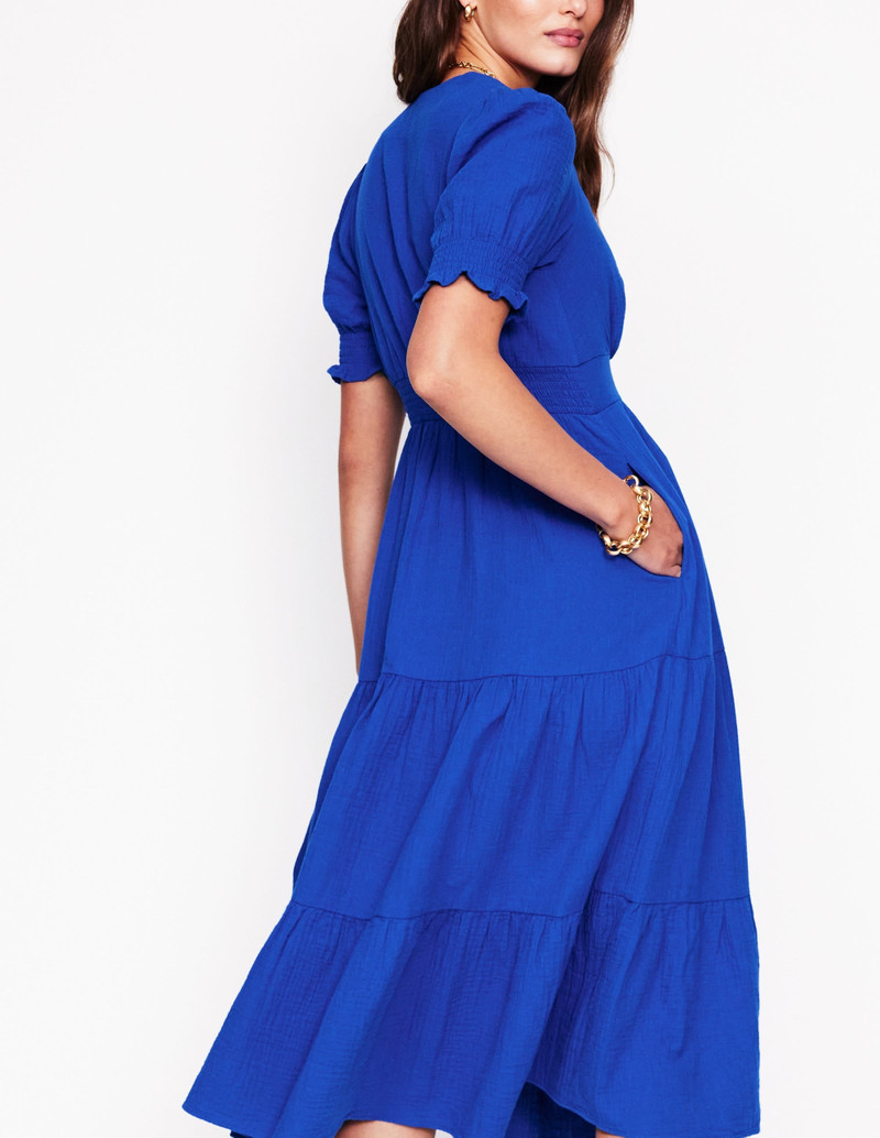 Anna Double Cloth Midi Dress-Bright Blue 5