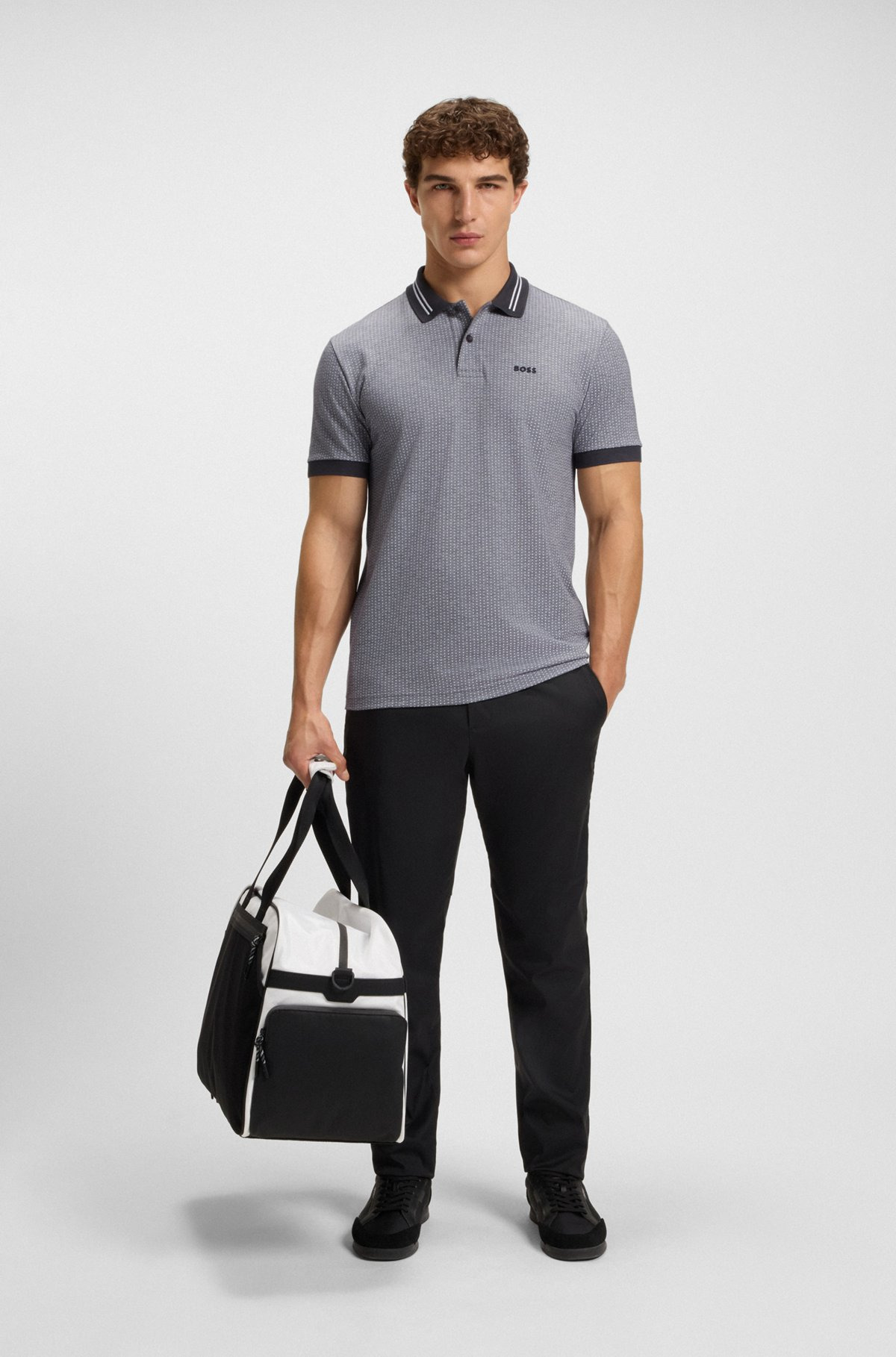 COTTON-PIQUÉ POLO SHIRT WITH DOT PRINT - 4