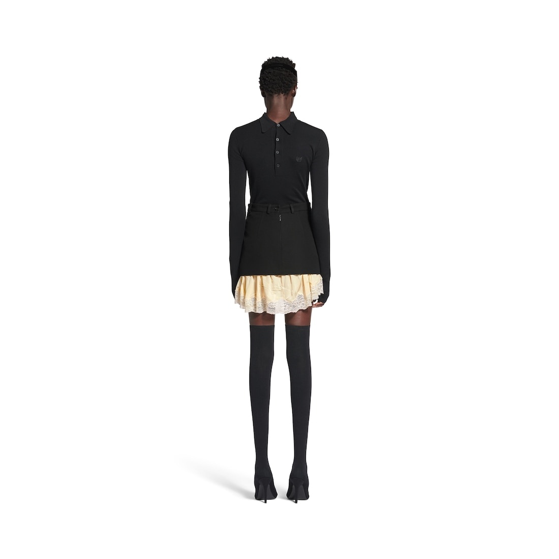 Women's Lingerie Mini Tailored Skirt in Black - 4