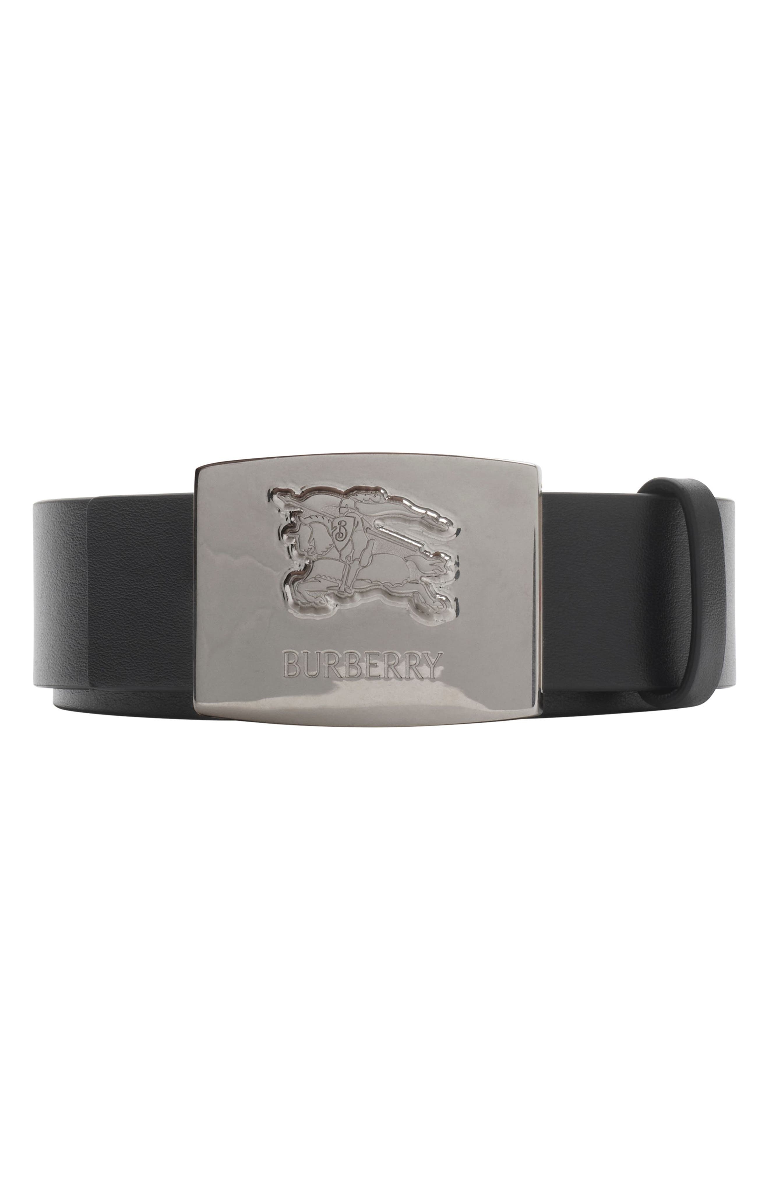 burberry Reversible Check Square Knight Belt in Sand Black at Nordstrom - 2