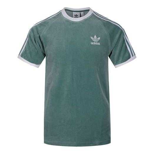 adidas originals Cozy Tee Casual Round Neck Loose Logo Stripe Short Sleeve Green DV1623 - 1