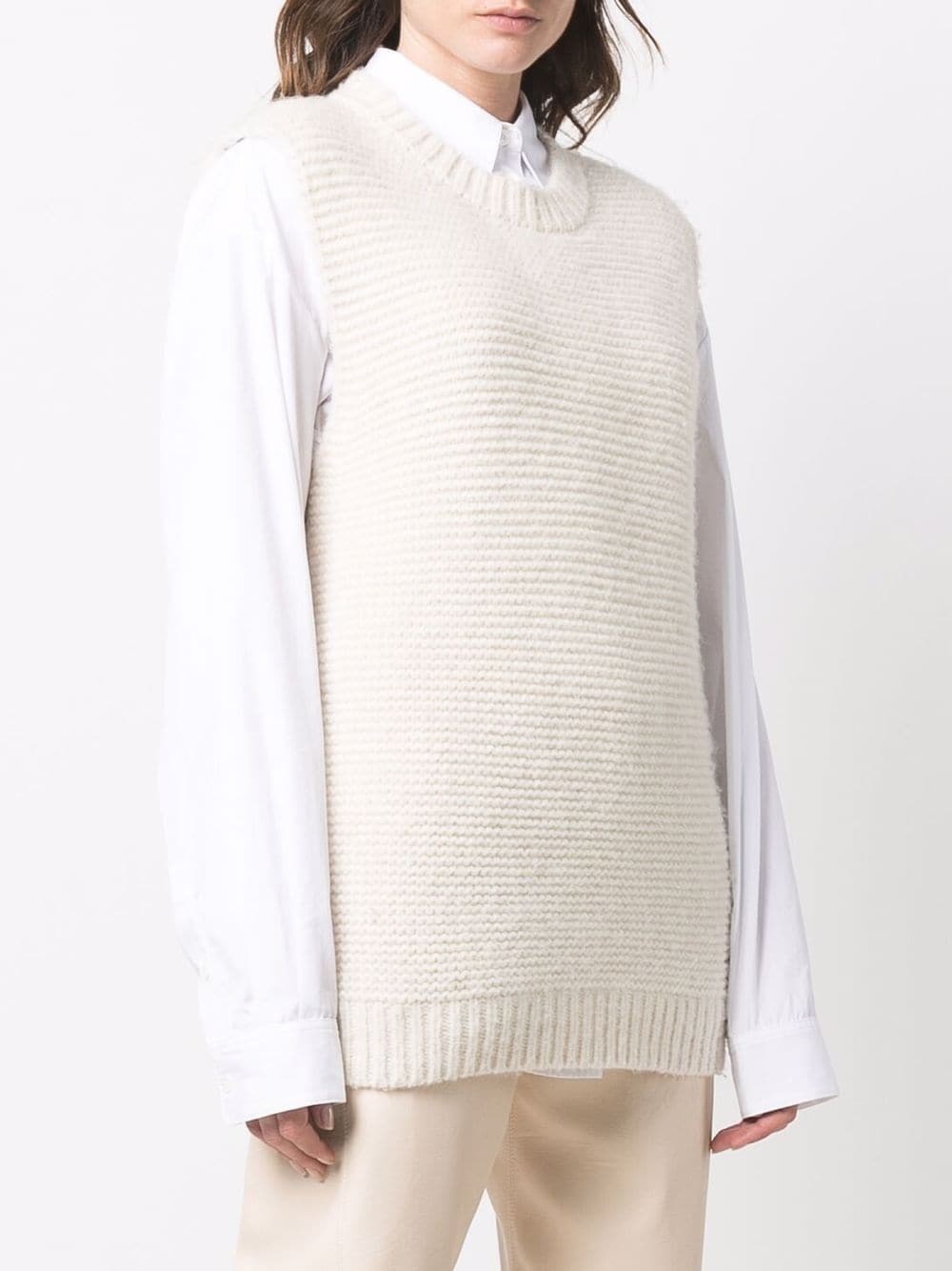 crew-neck knitted vest - 3