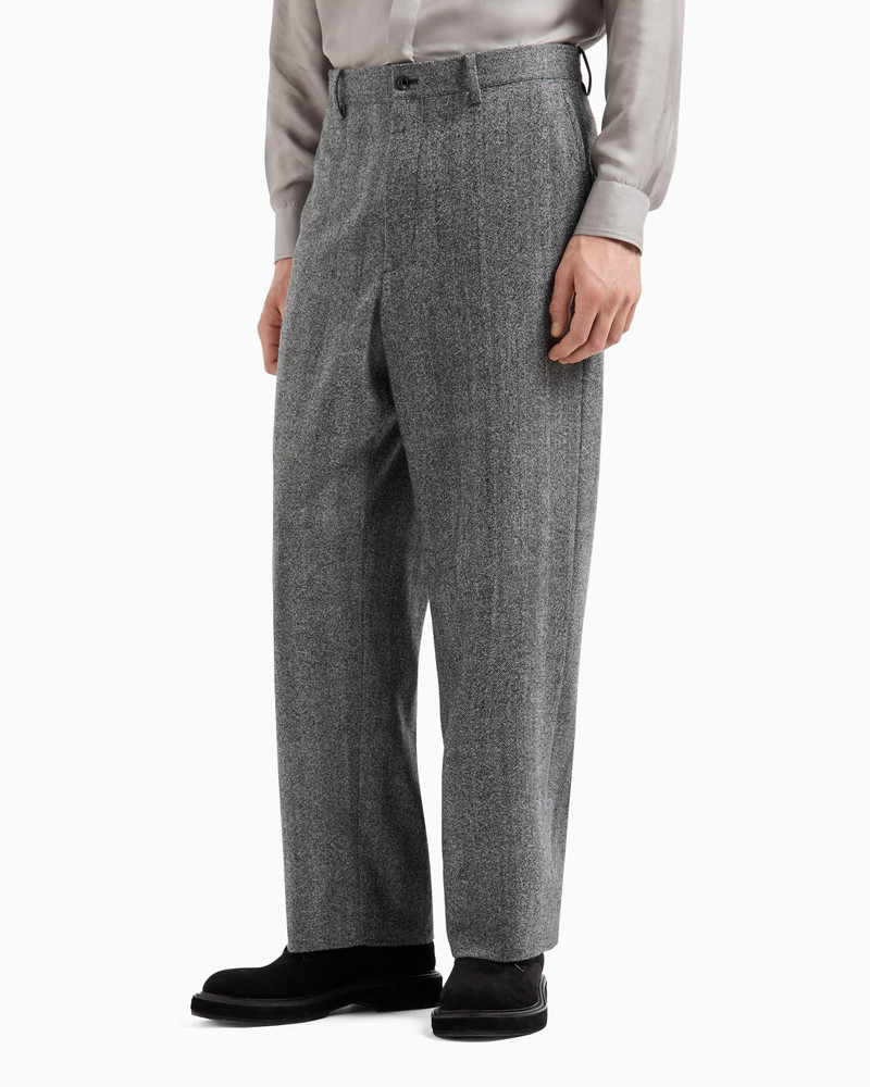 GIORGIO ARMANI CHEVRON JACQUARD VIRGIN WOOL FLAT-FRONT TROUSERS outlook