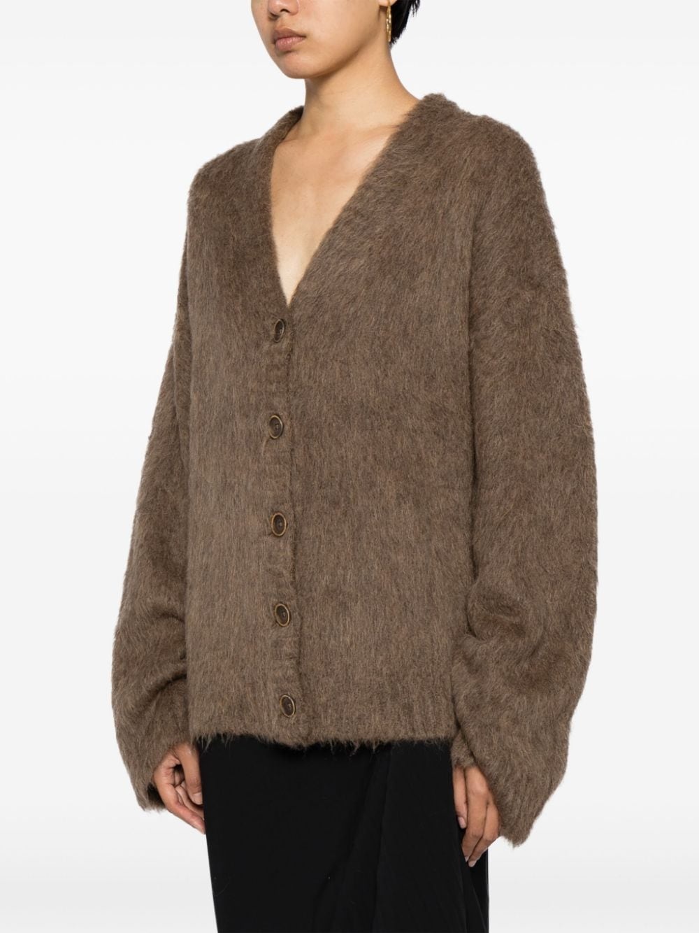 brushed V-neck cardigan - 3