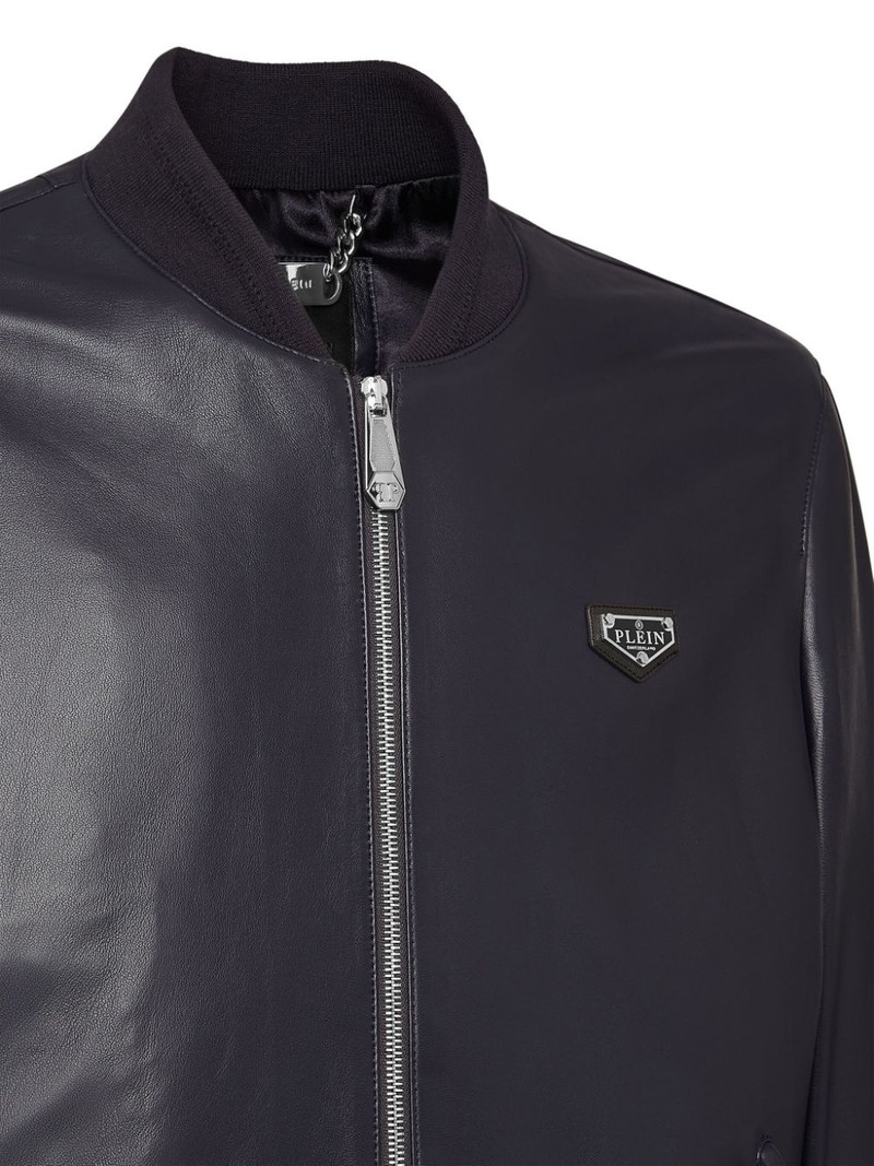 PHILIPP PLEIN leather bomber jacket outlook