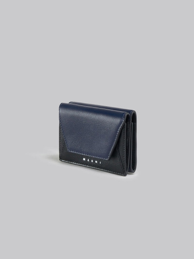 Marni NAVY BLUE AND BLACK LEATHER TRI-FOLD WALLET outlook
