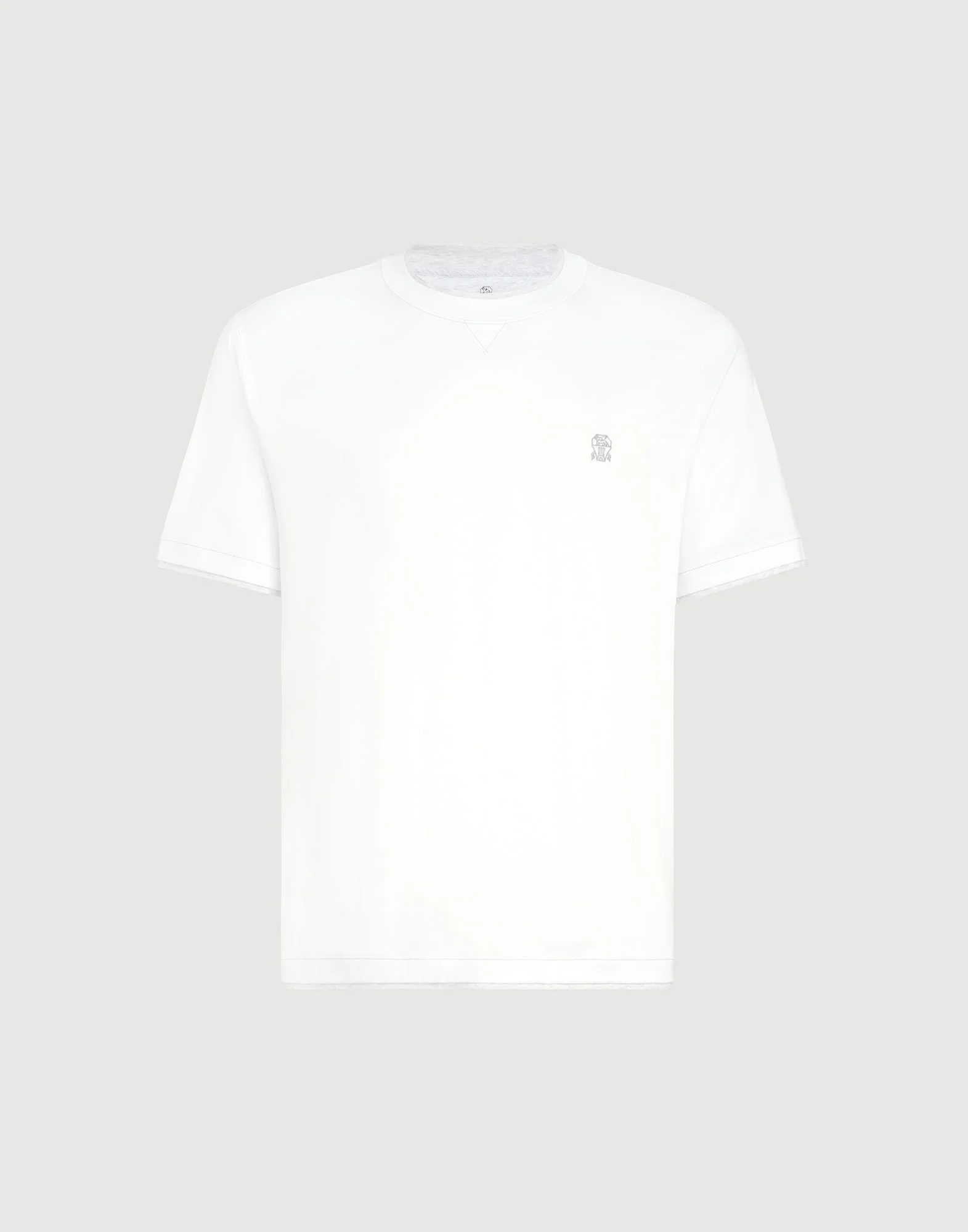 Cotton jersey crew neck T-shirt with logo and faux-layering - 1