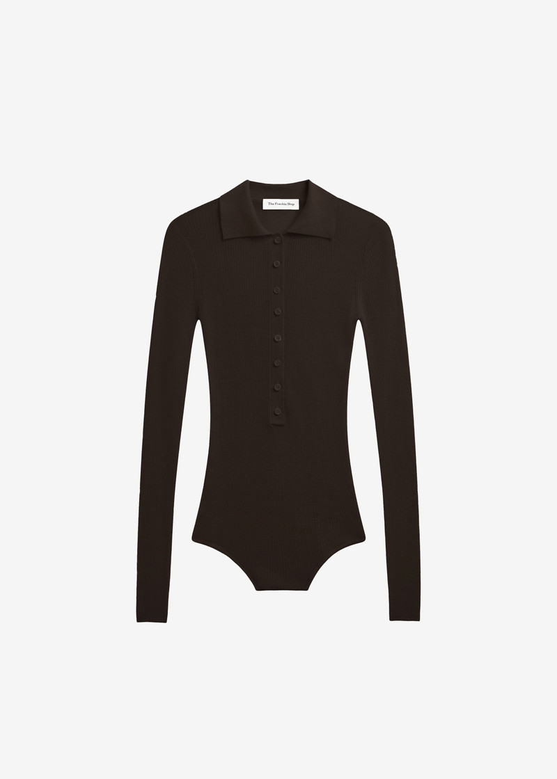 Solana Polo Bodysuit - Brown 1
