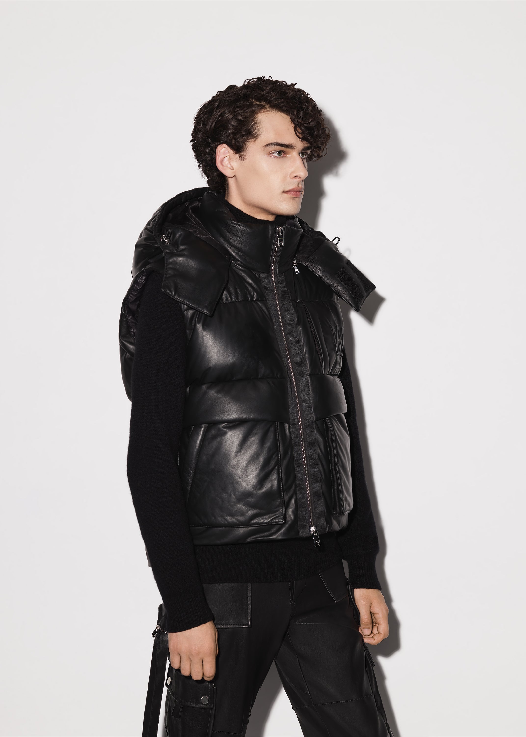 LEATHER DOWN GILET - 6