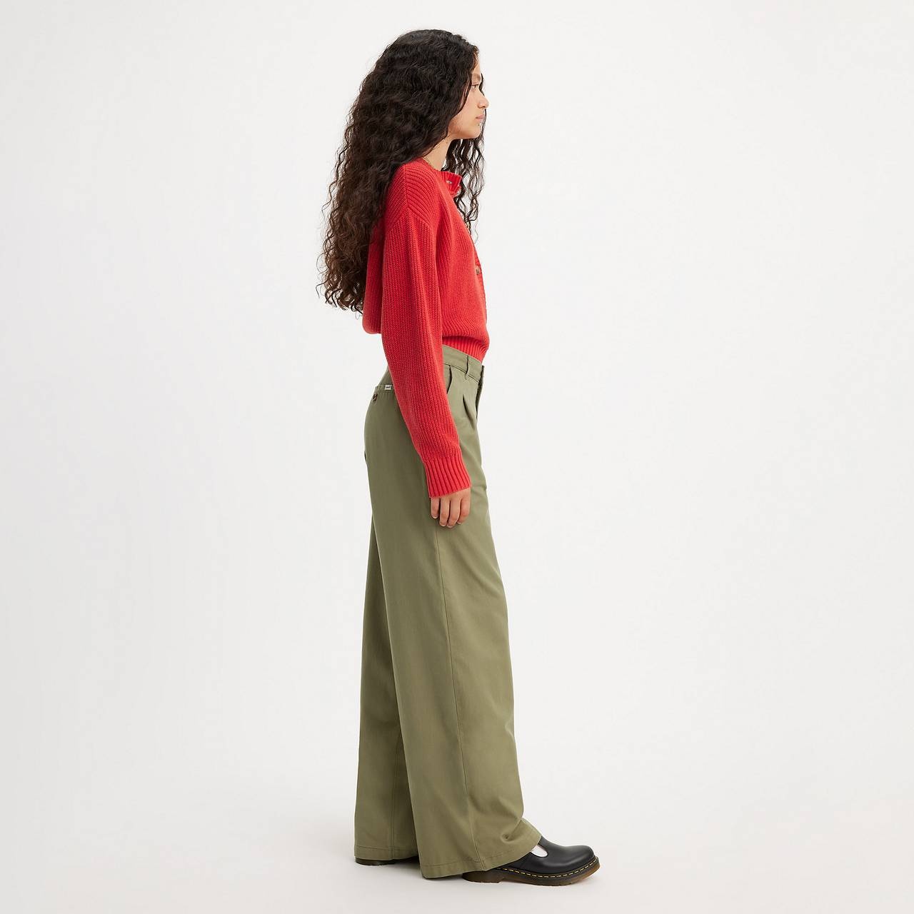 PLEATED WIDE LEG WOMEN'S TROUSER PANTS - 6