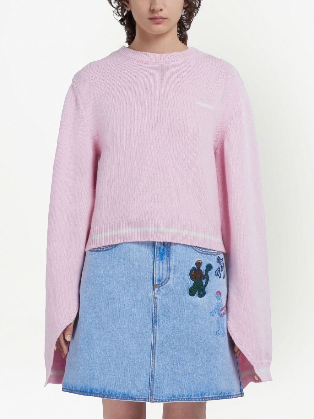 logo-embroidered virgin wool jumper - 2