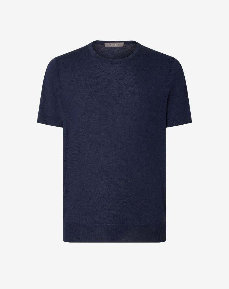 Light blue ultrafine wool crewneck jumper 1