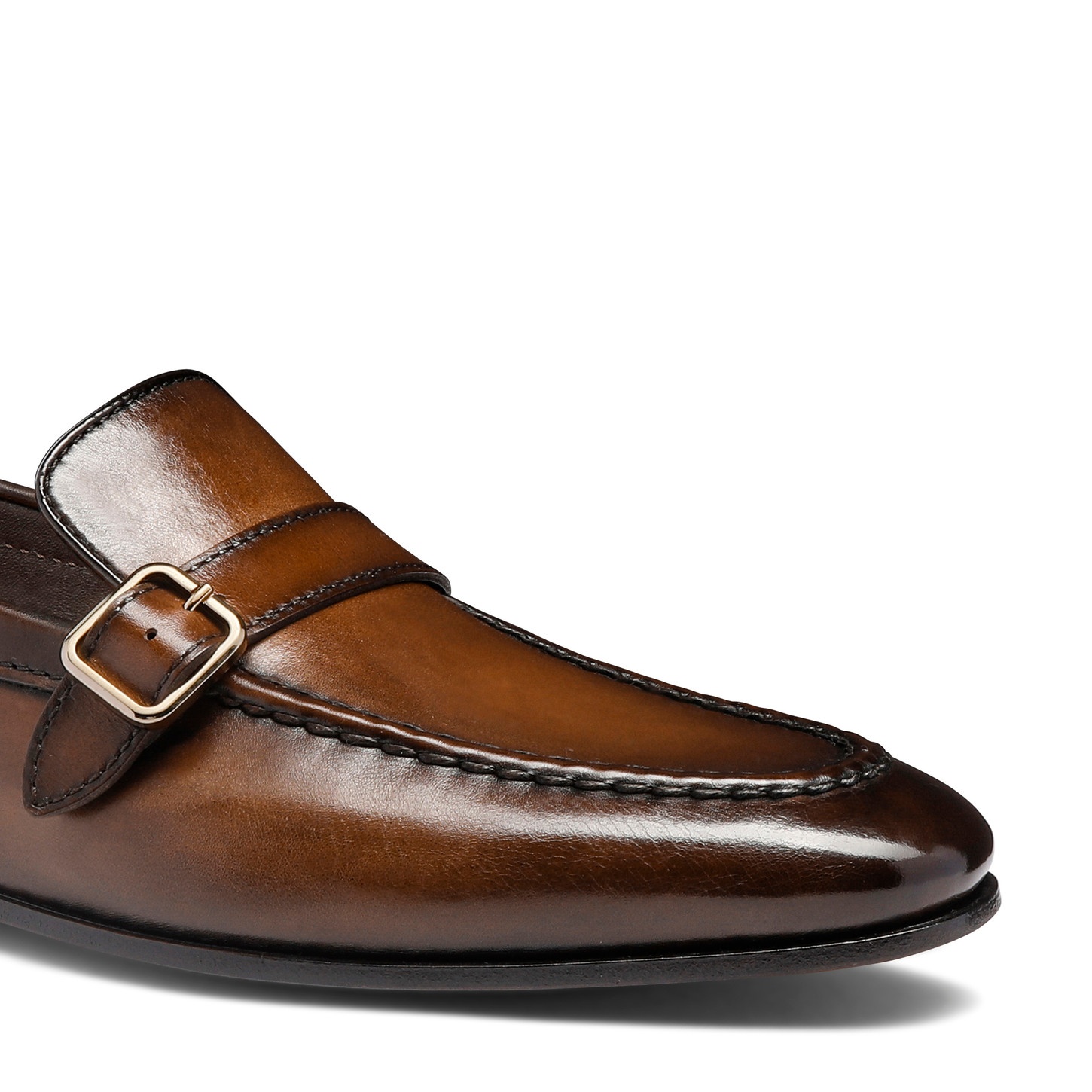 Men's dark brown leather single-buckle loafer - 6
