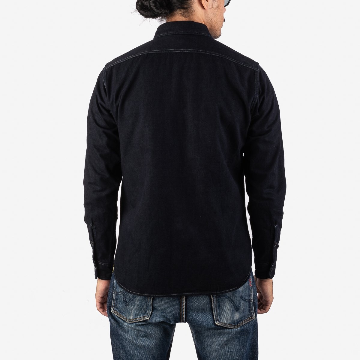 IHSH-323-OD 10oz Selvedge Denim Work Shirt - Indigo Overdyed Black - 3