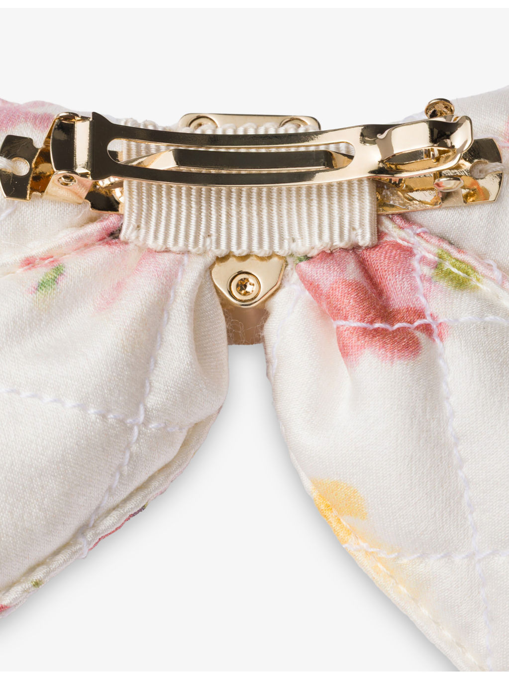 Floral-Print Quilted Satin Hair Clip - 2