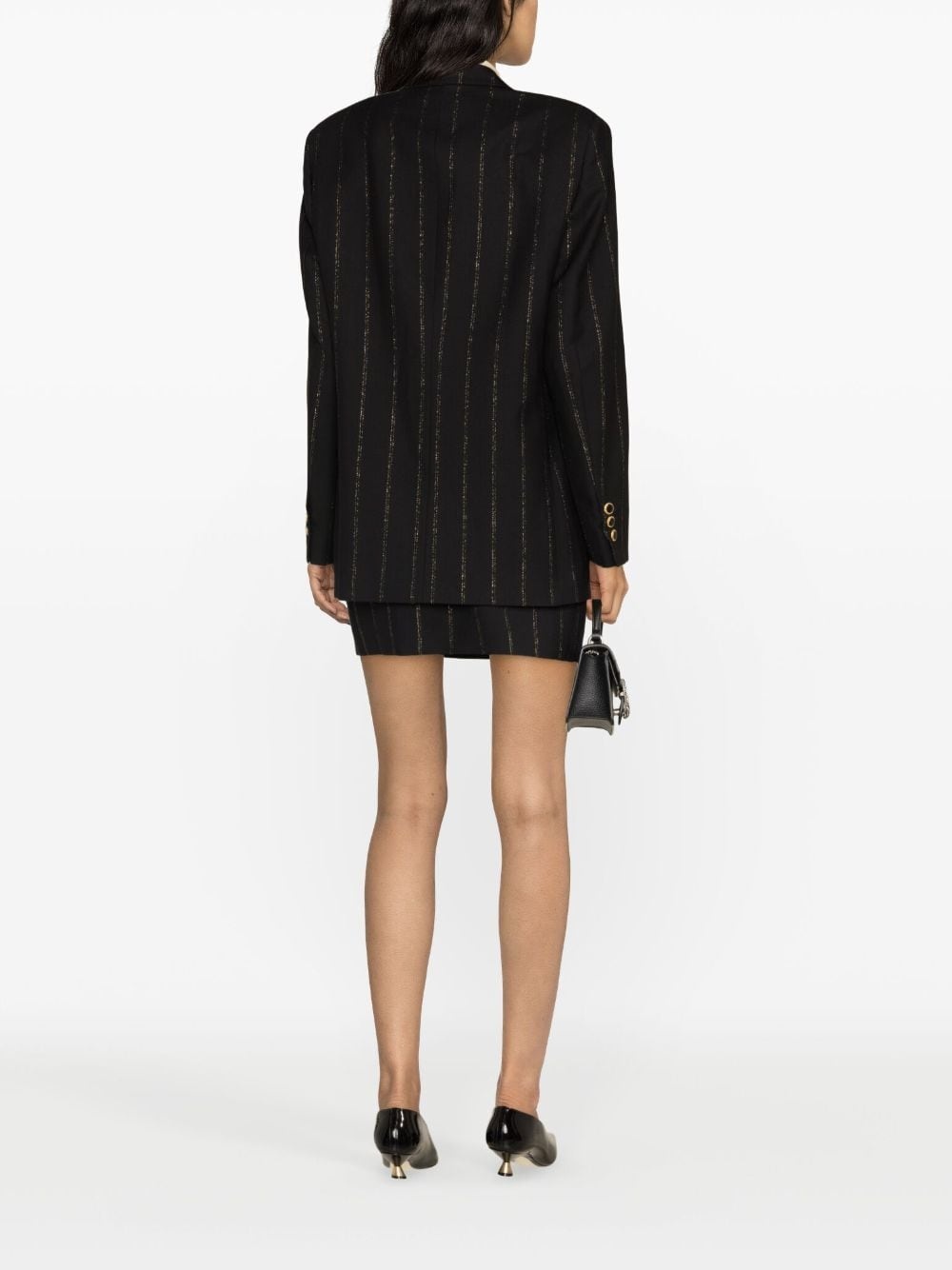 striped single-breasted blazer - 3