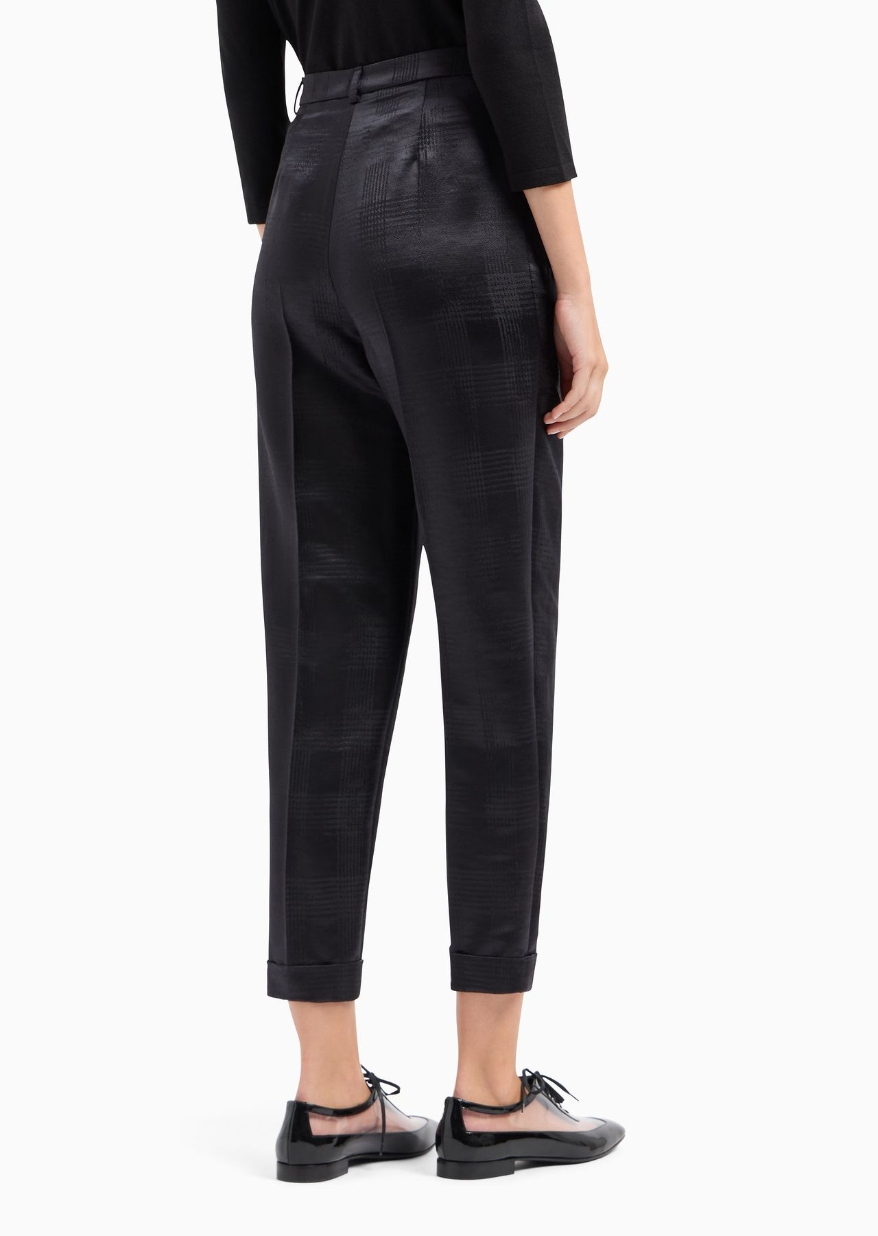 Straight-cut, one-pleat trousers in fluid wool with a Prince of Wales check motif - 3