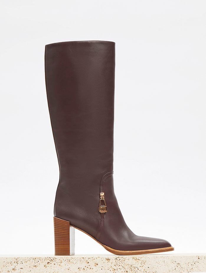 Nina Clasp Tall Boot in Dark Chocolate Leather - 5