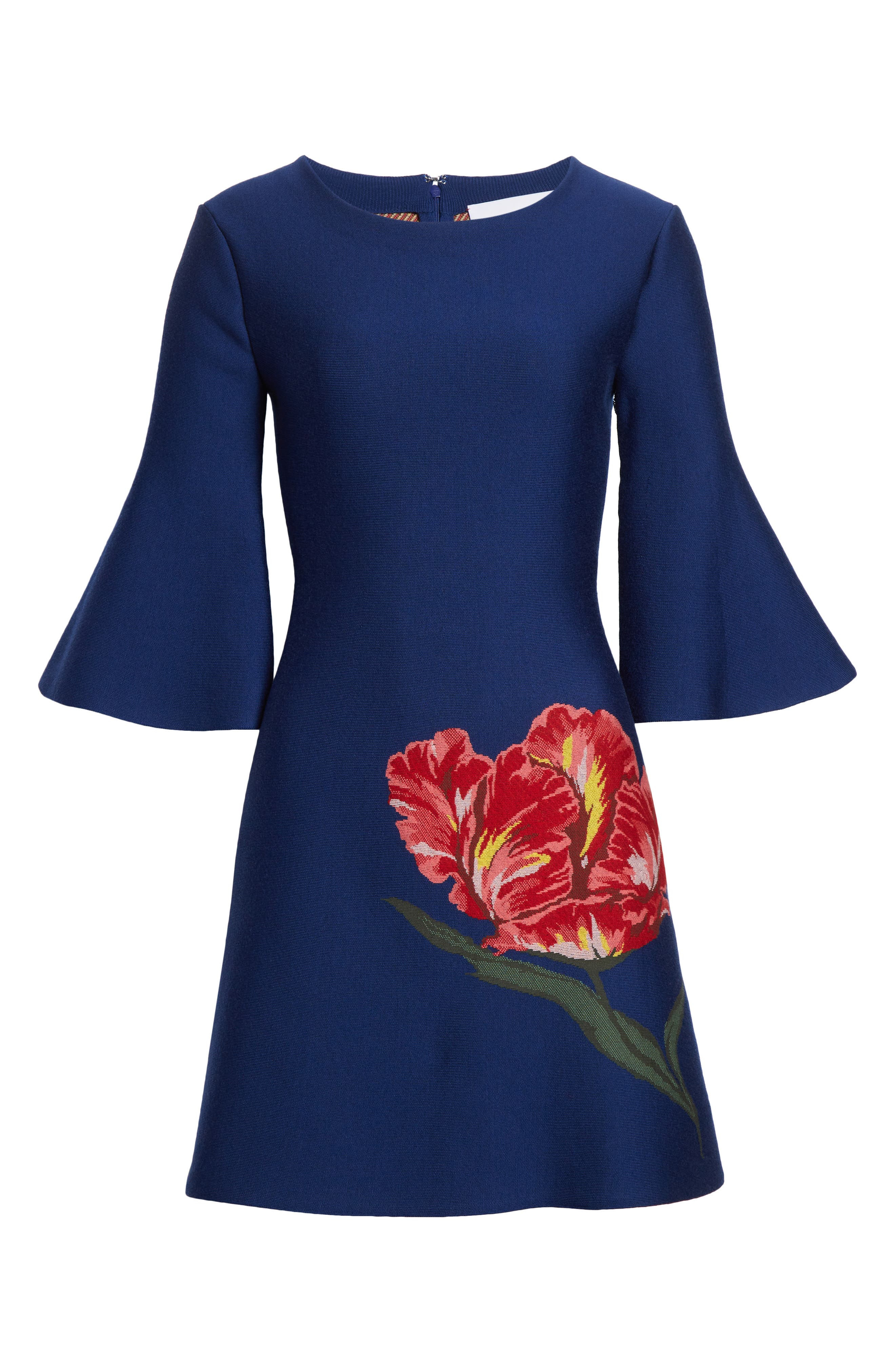 Carolina Herrera Floral Jacquard A-Line Dress in Dark Navy Multi at Nordstrom - 5