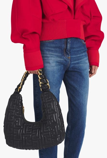 Black quilted leather Pillow Hobo bag - 8