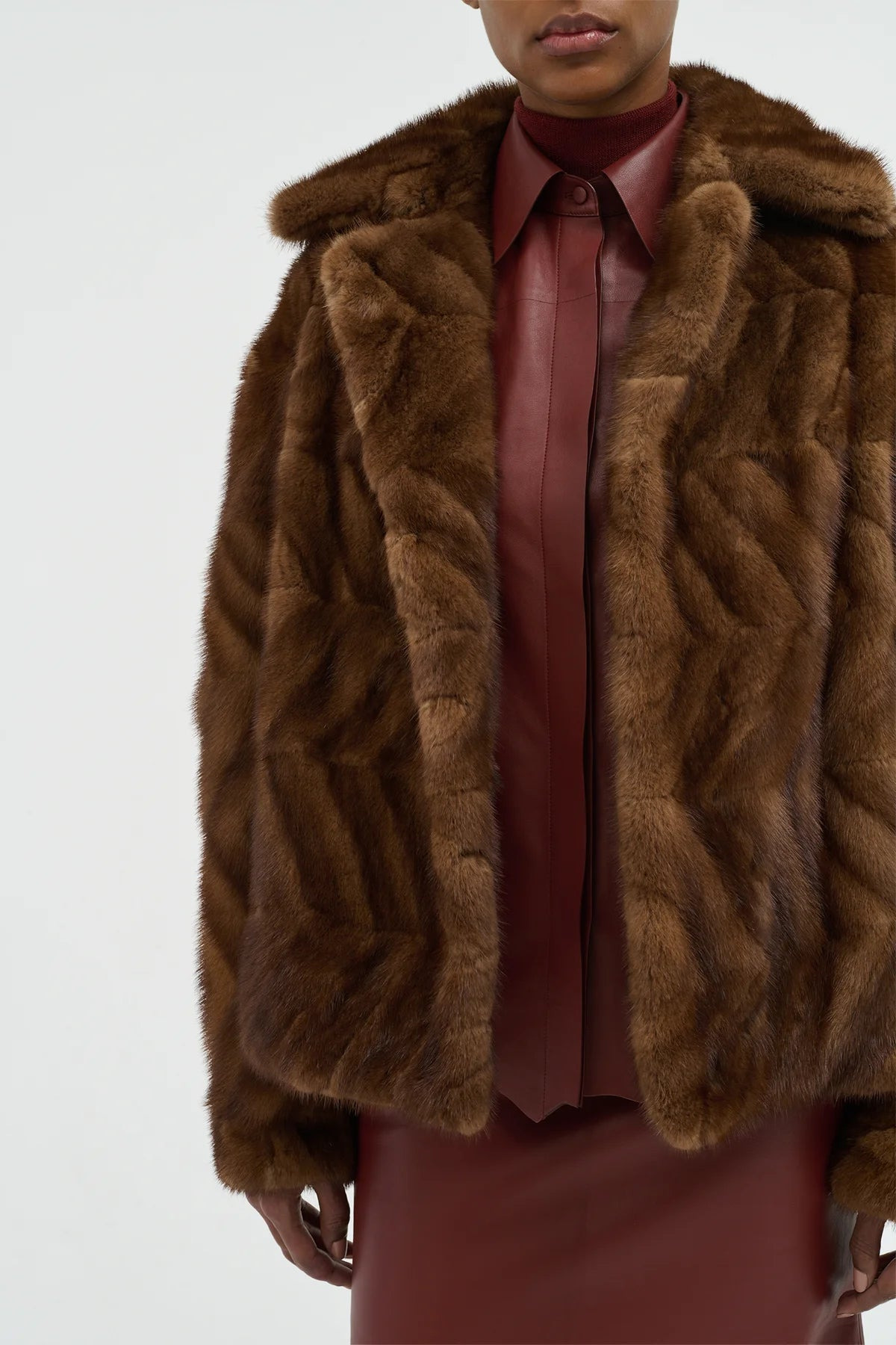 Torstein Coat in Mahogany Recycled Mink Fur - 5