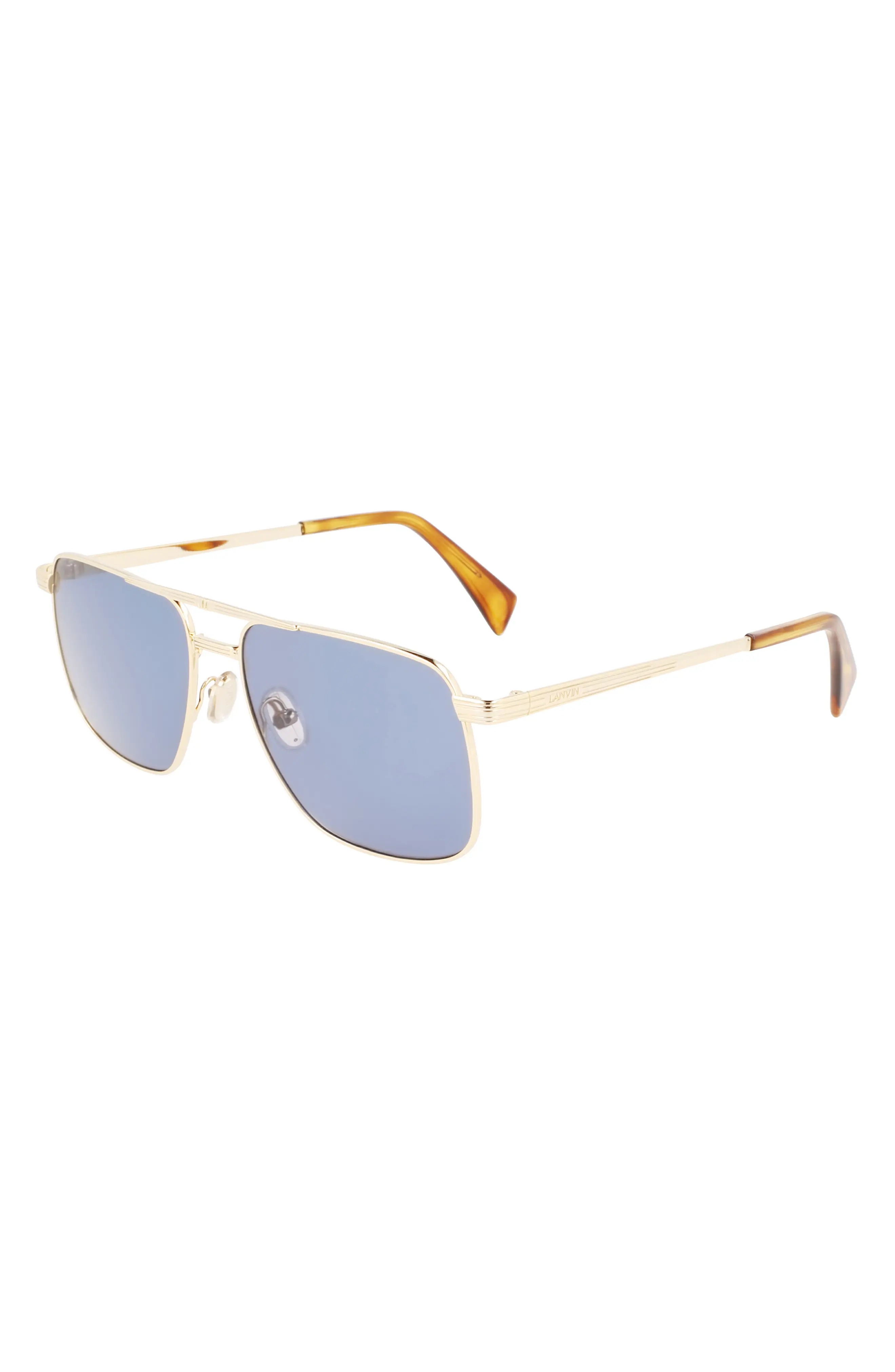 JL 58mm Rectangular Sunglasses in Gold /Blue - 2
