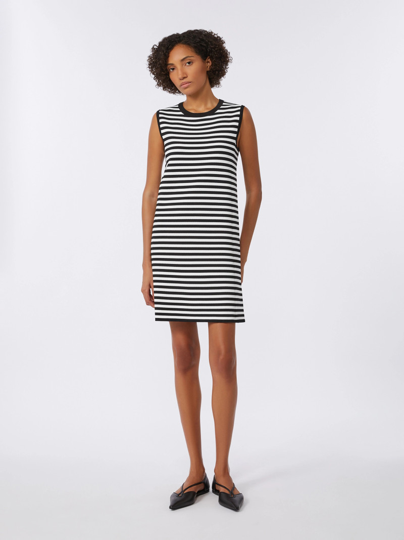 RANE Sleeveless dress in viscose crêpe yarn - BLACK 3