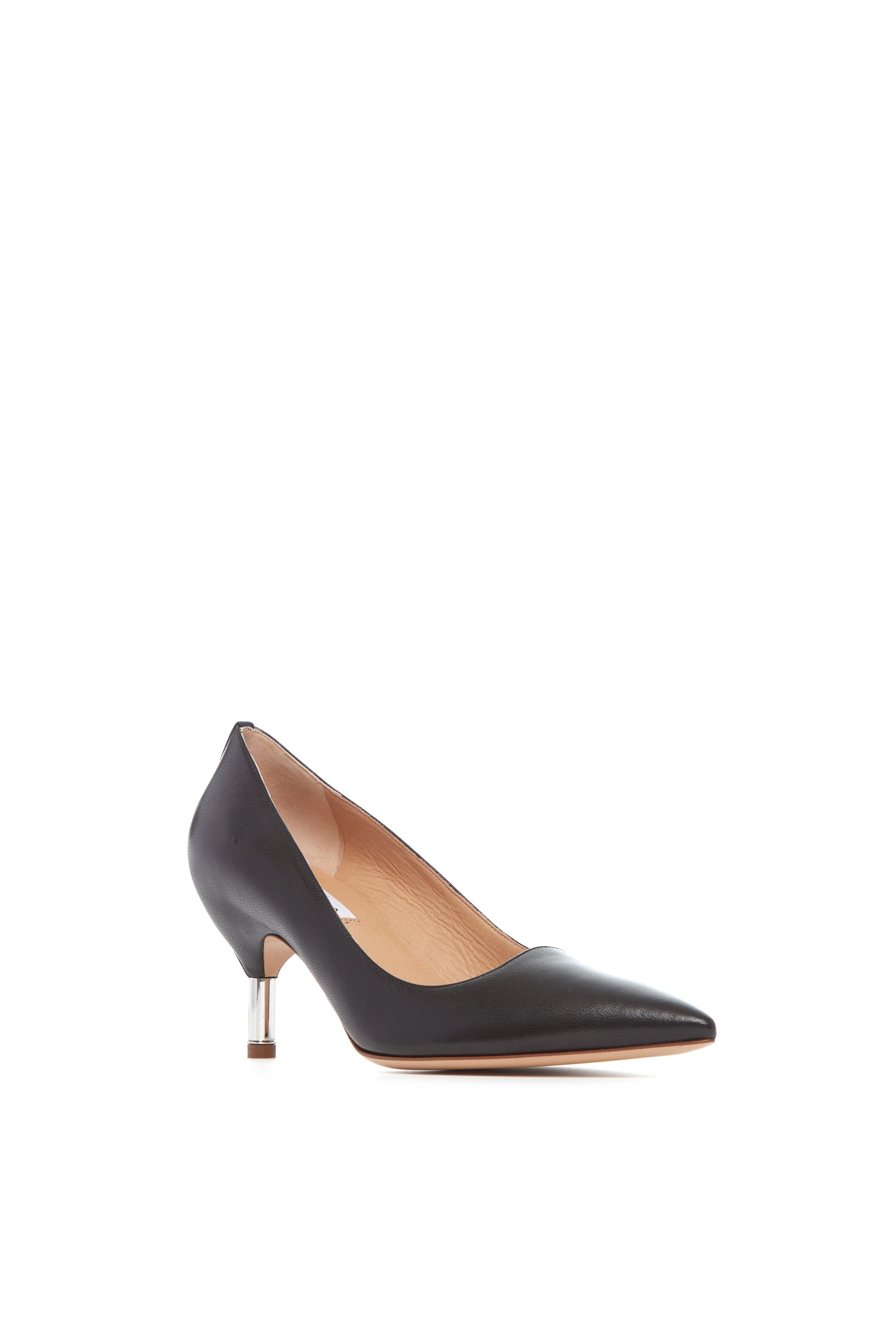 Sofia Pump Heel in Black Leather - 2