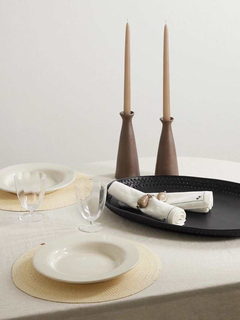 HUNTING SEASON Oval Whipstitched Leather Tray outlook