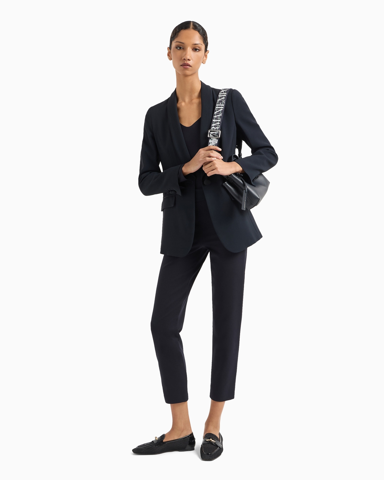Slim-fit pants in Milano knit fabric with satin band - 4