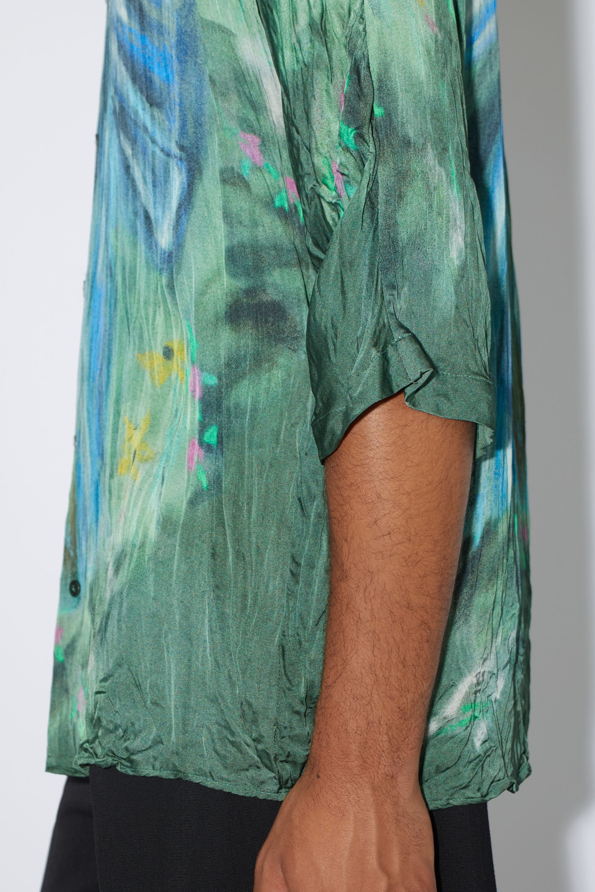 Printed button-up shirt - Sage green/light blue - 5