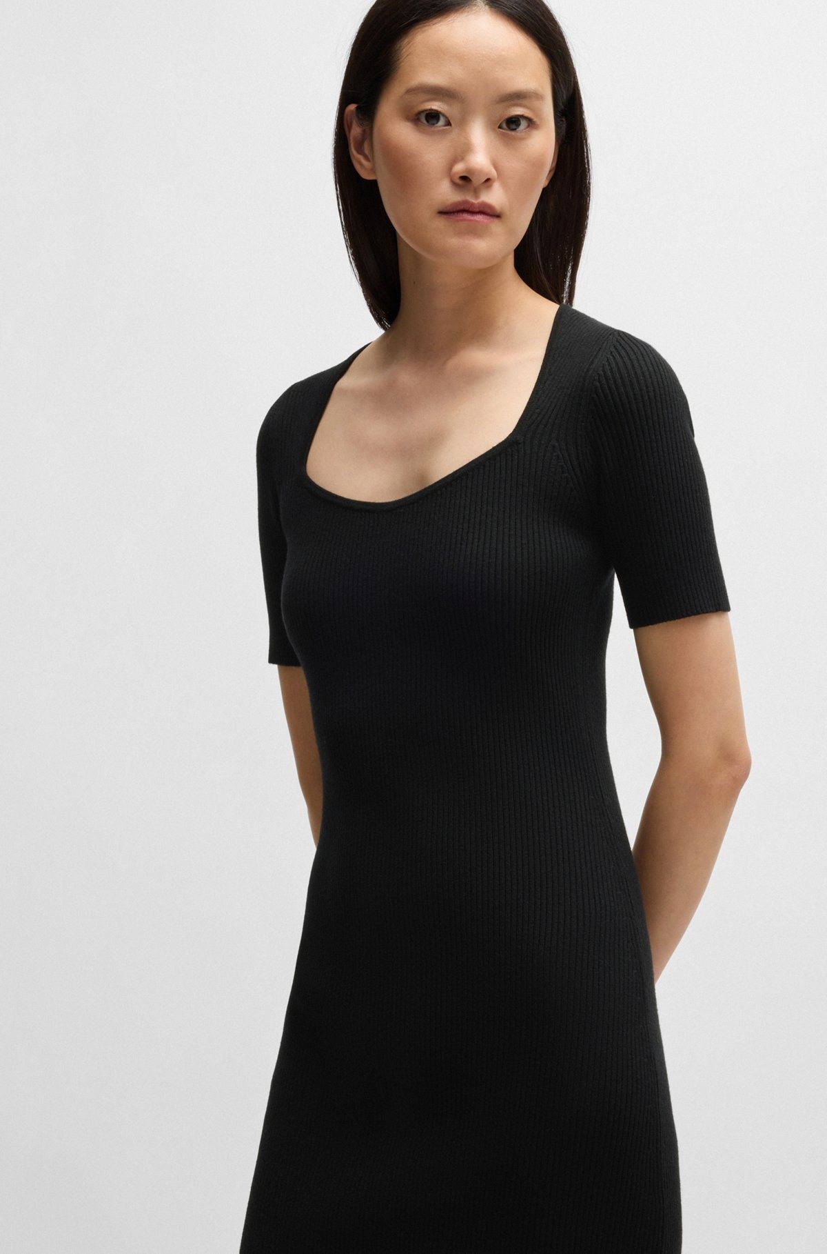 SLIM-FIT DRESS IN RIBBED STRETCH FABRIC - 6