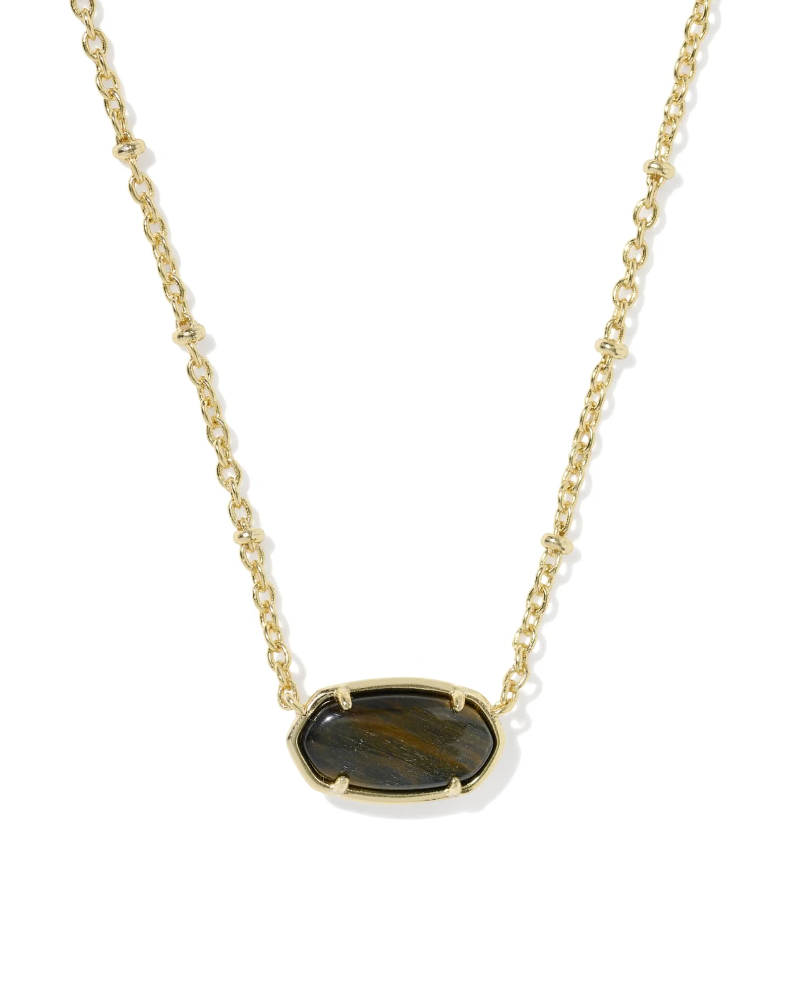 Tiger Striped Elisa Gold Short Pendant Necklace - 1