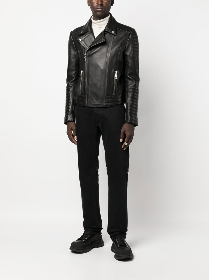 Balmain panelled biker jacket outlook