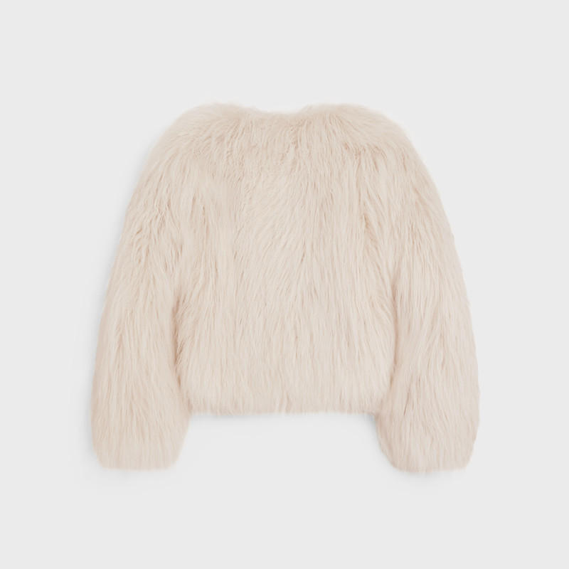 CELINE Crew neck jacket in long goat hair outlook