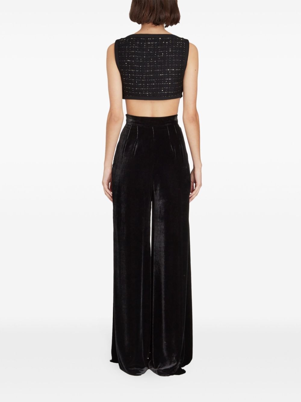 high-rise wide-leg velvet trousers - 4