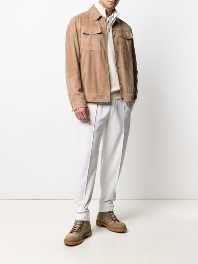 Brunello Cucinelli suede shirt jacket outlook