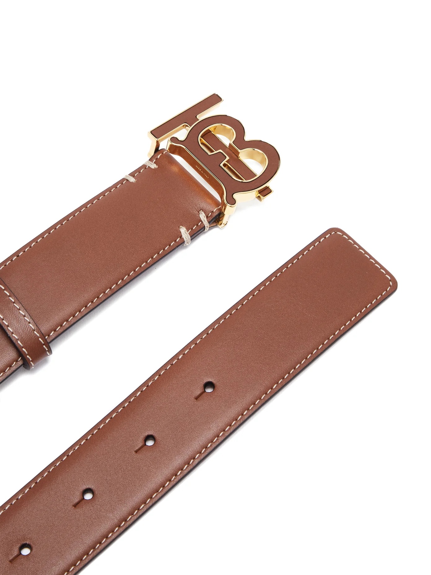 TB-buckle leather belt - 5