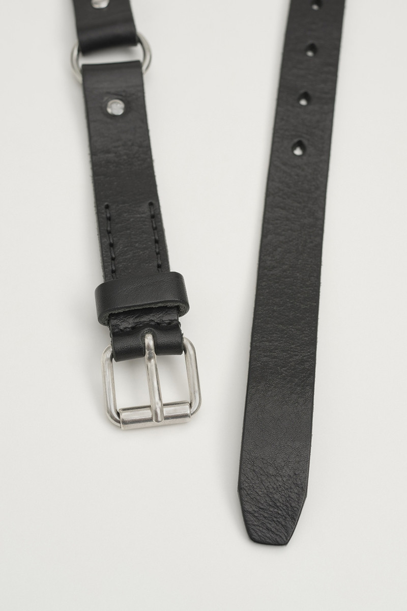 Our Legacy 2,5 cm Ring Belt Grizzly Black Leather outlook