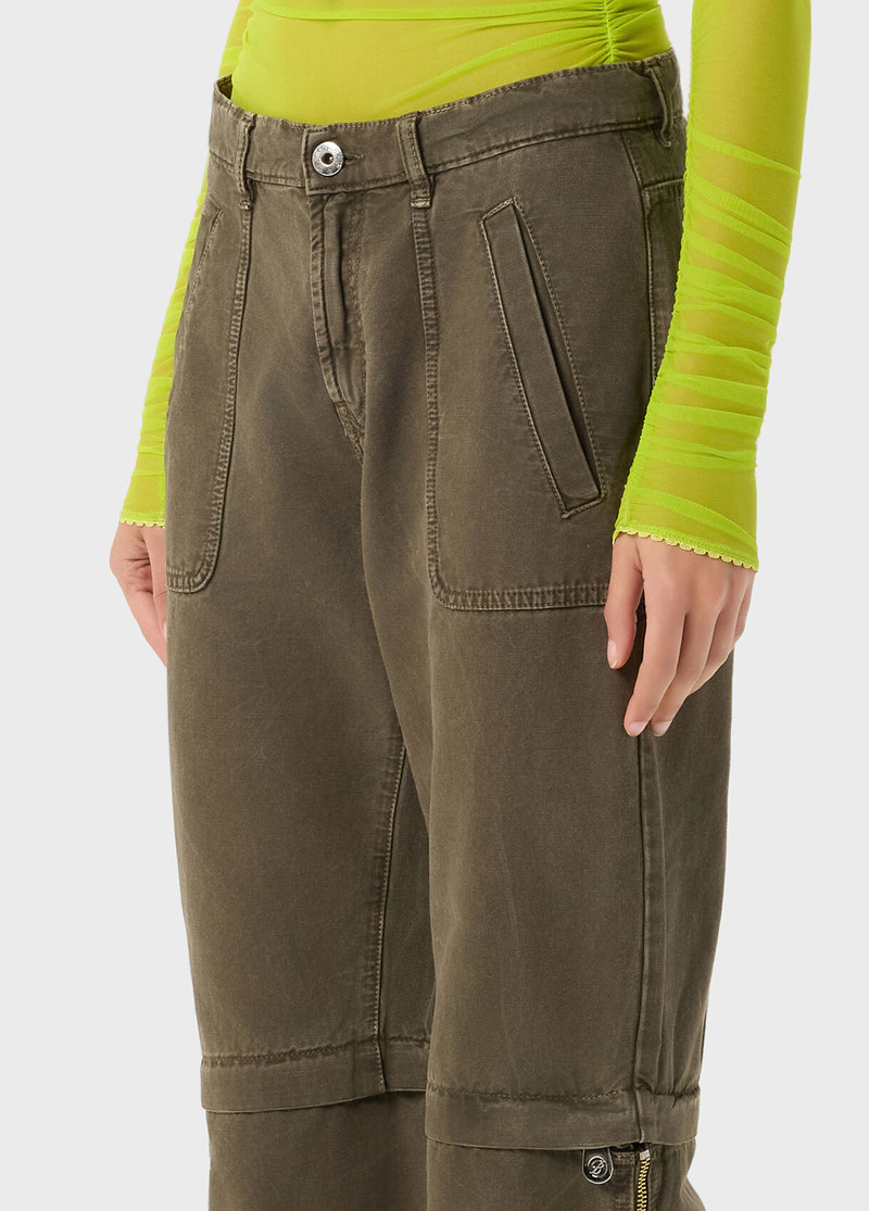 STRAIGHT LEG CANVAS PANTS WITH ZIP 4