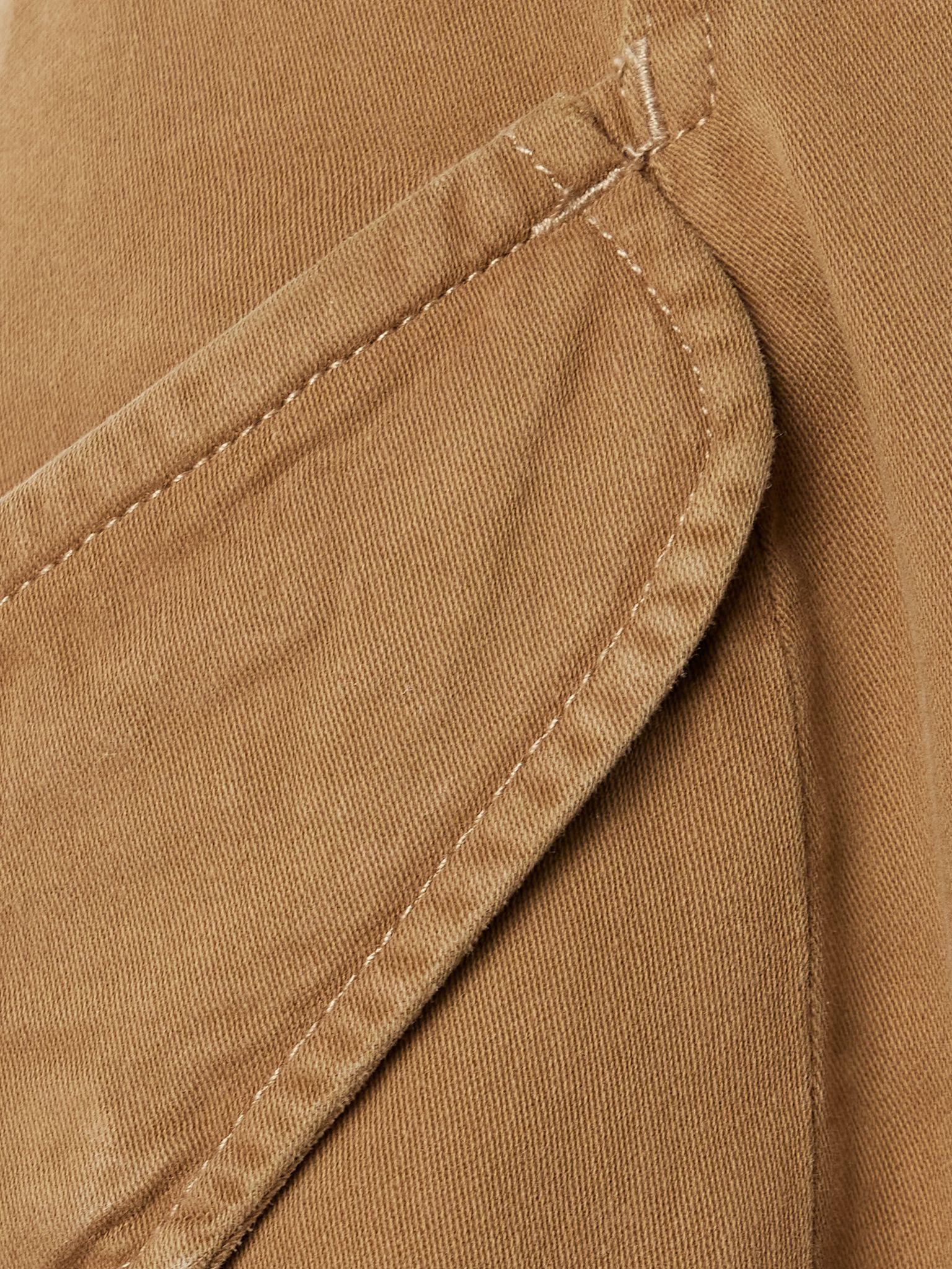 Gathered cotton-twill straight-leg pants Light brown - 4