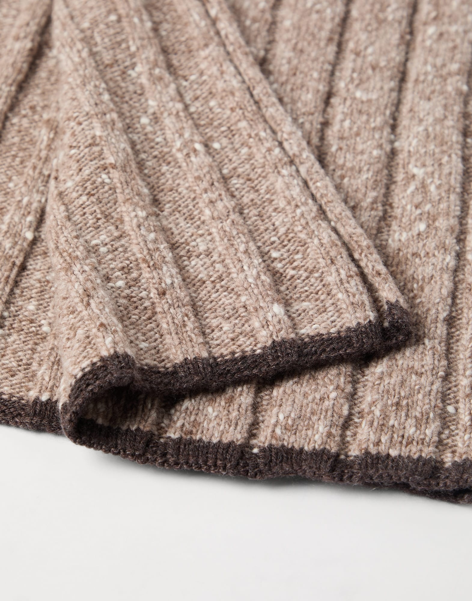 Flecked cashmere rib knit scarf - 3