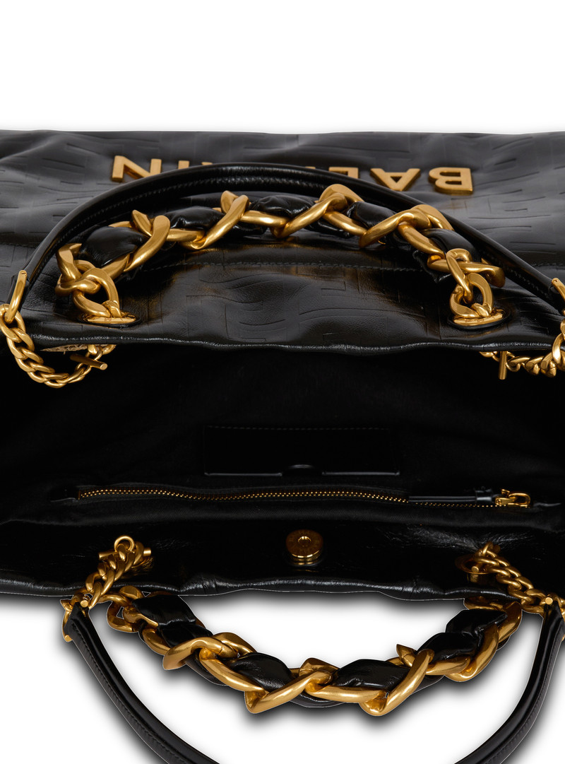 1945 Soft tote bag in embossed crackled calfskin with a PB Labyrinth monogram 7