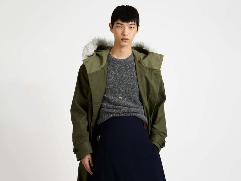 MENS DOUBLE BREASTED PARKA IN HUNTER GREEN 7