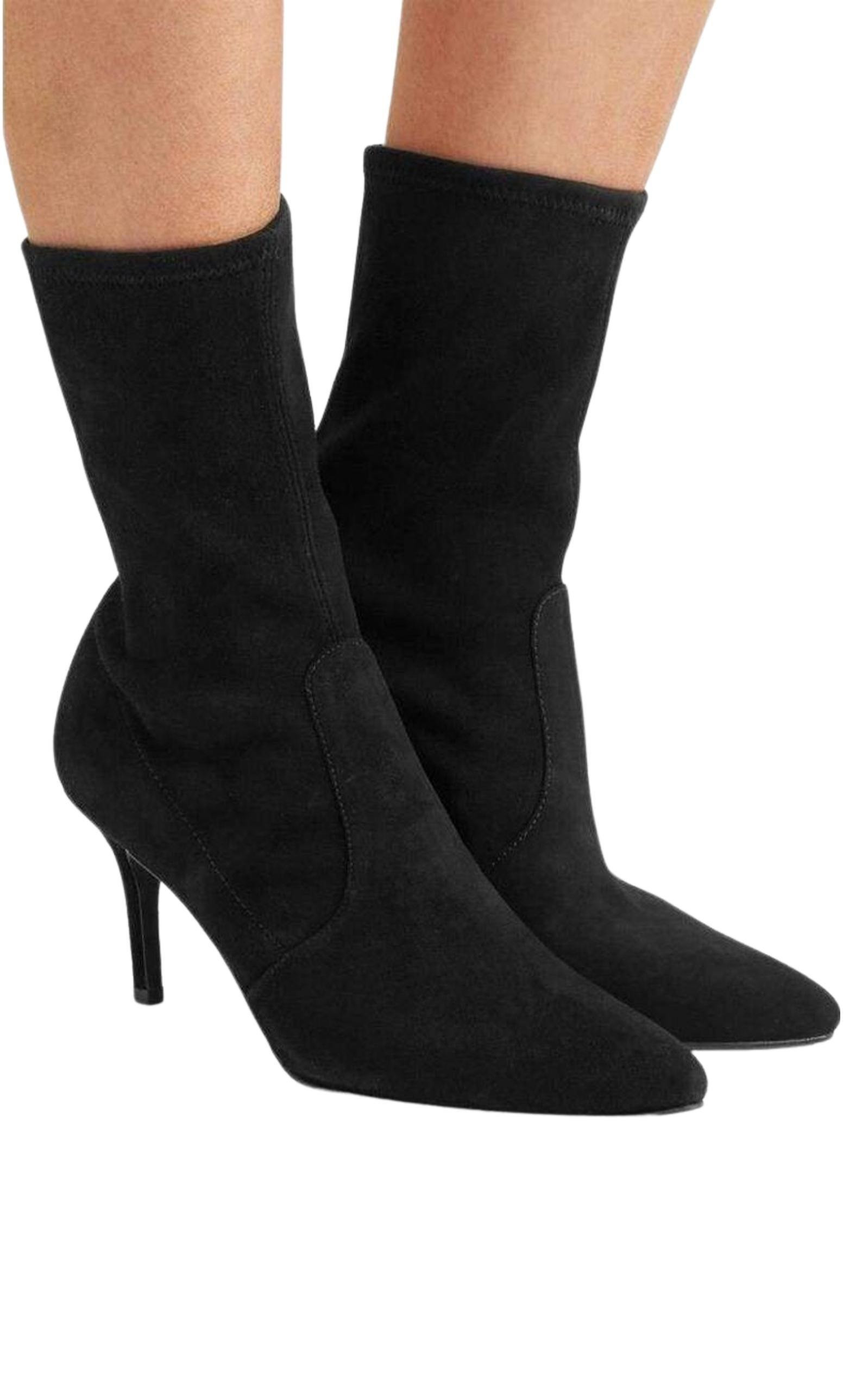 Cling Black Suede Sock Booties - 3