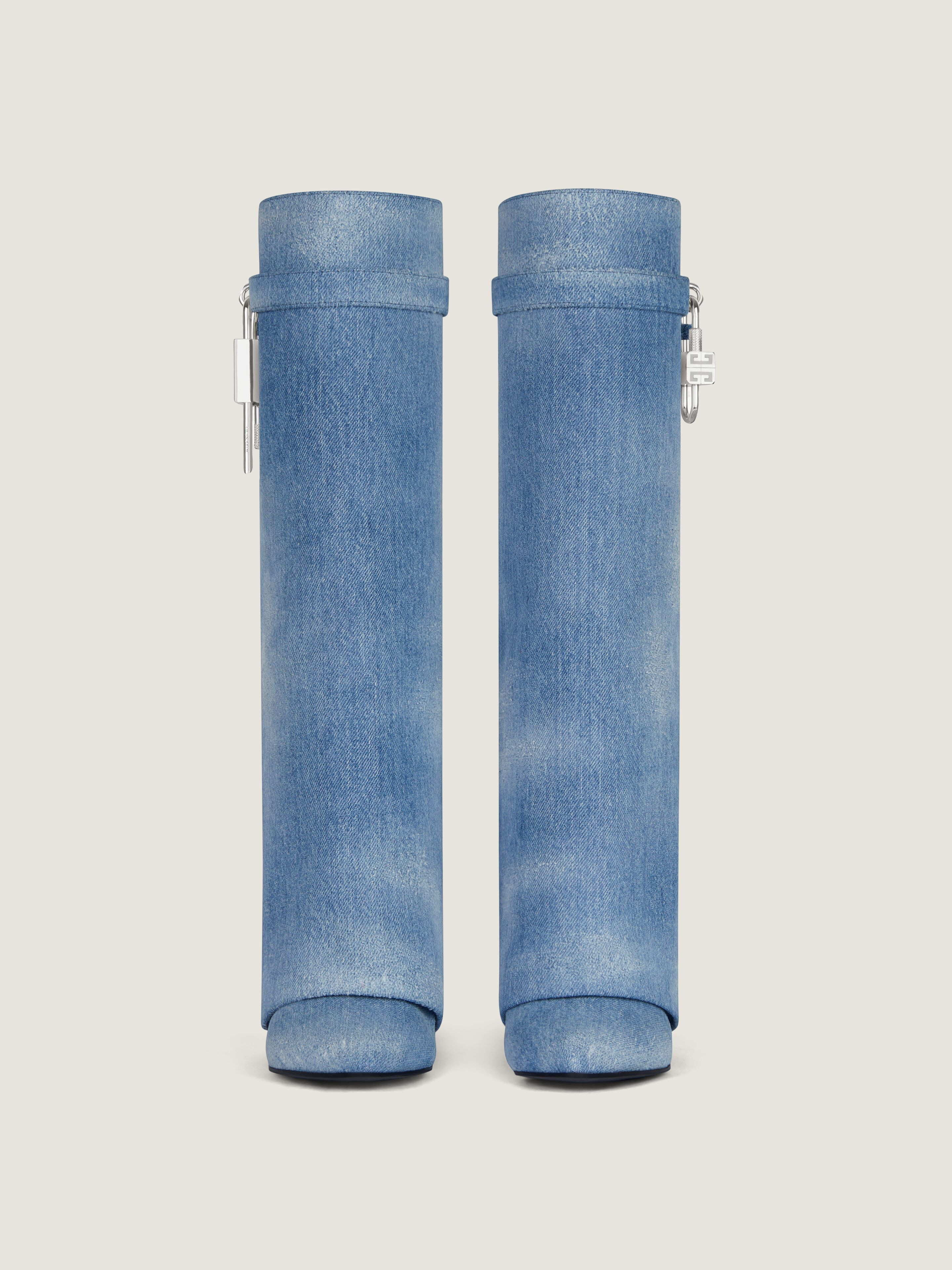 SHARK LOCK BOOTS IN WASHED DENIM - 3