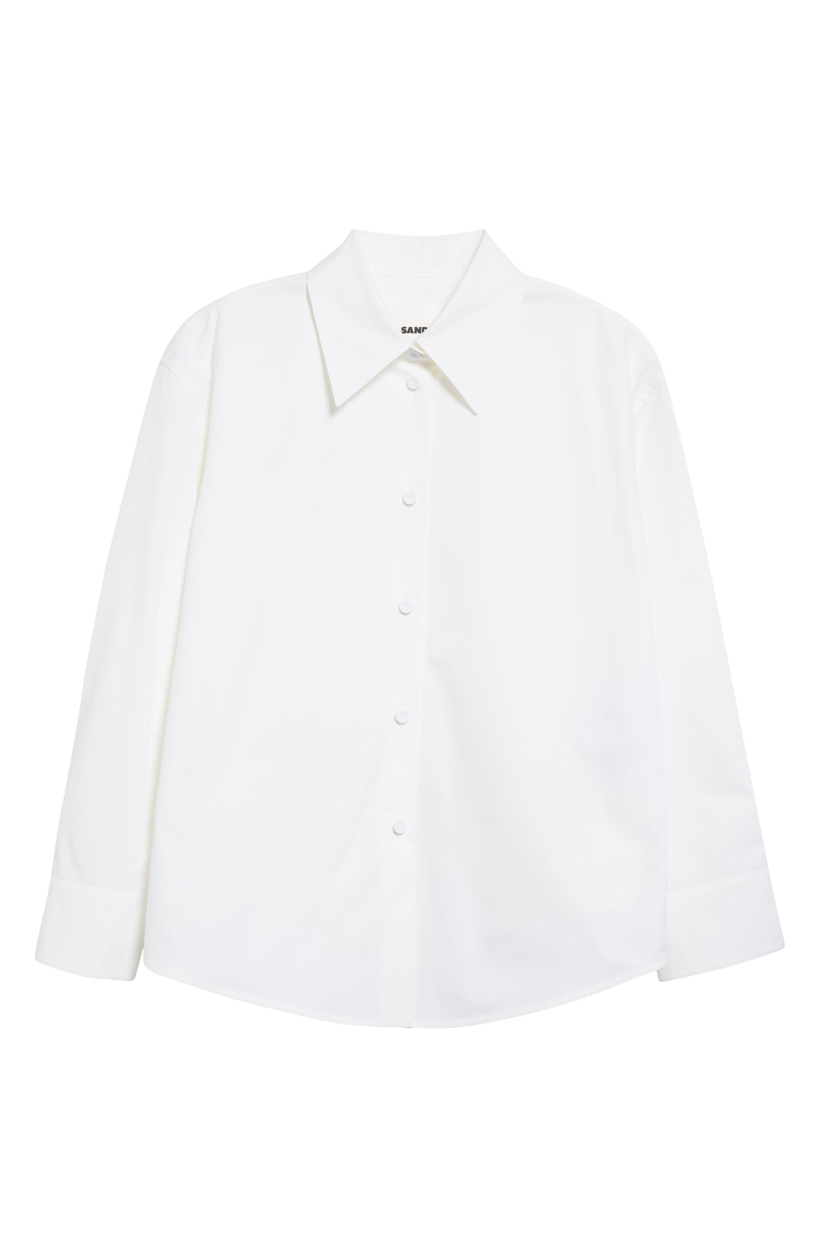 Jil Sander Classic Crop Cotton Button-Up Shirt in Optic White at Nordstrom - 6