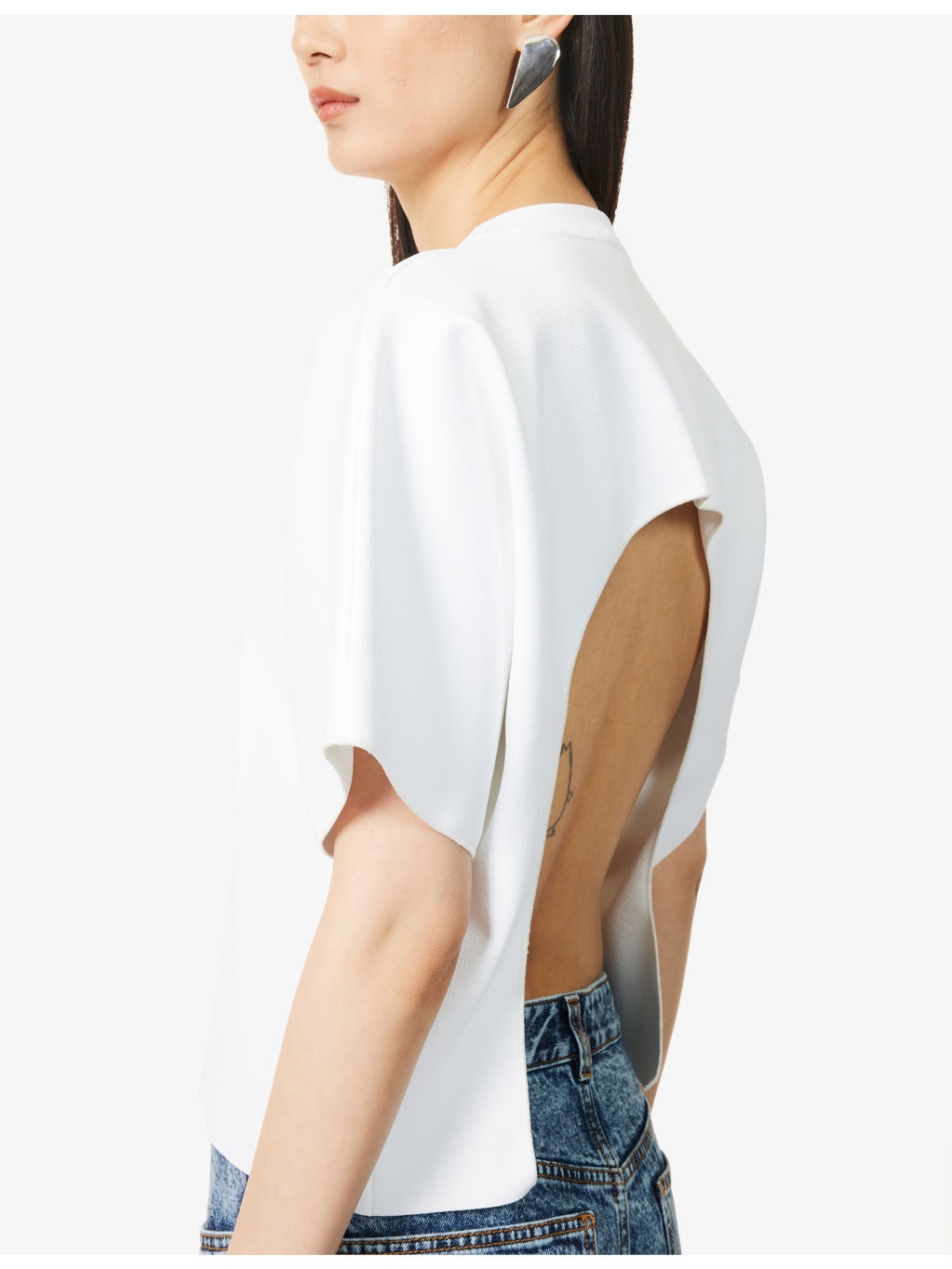Open-Back Round-Neck Stretch-Crepe T-Shirt - 5