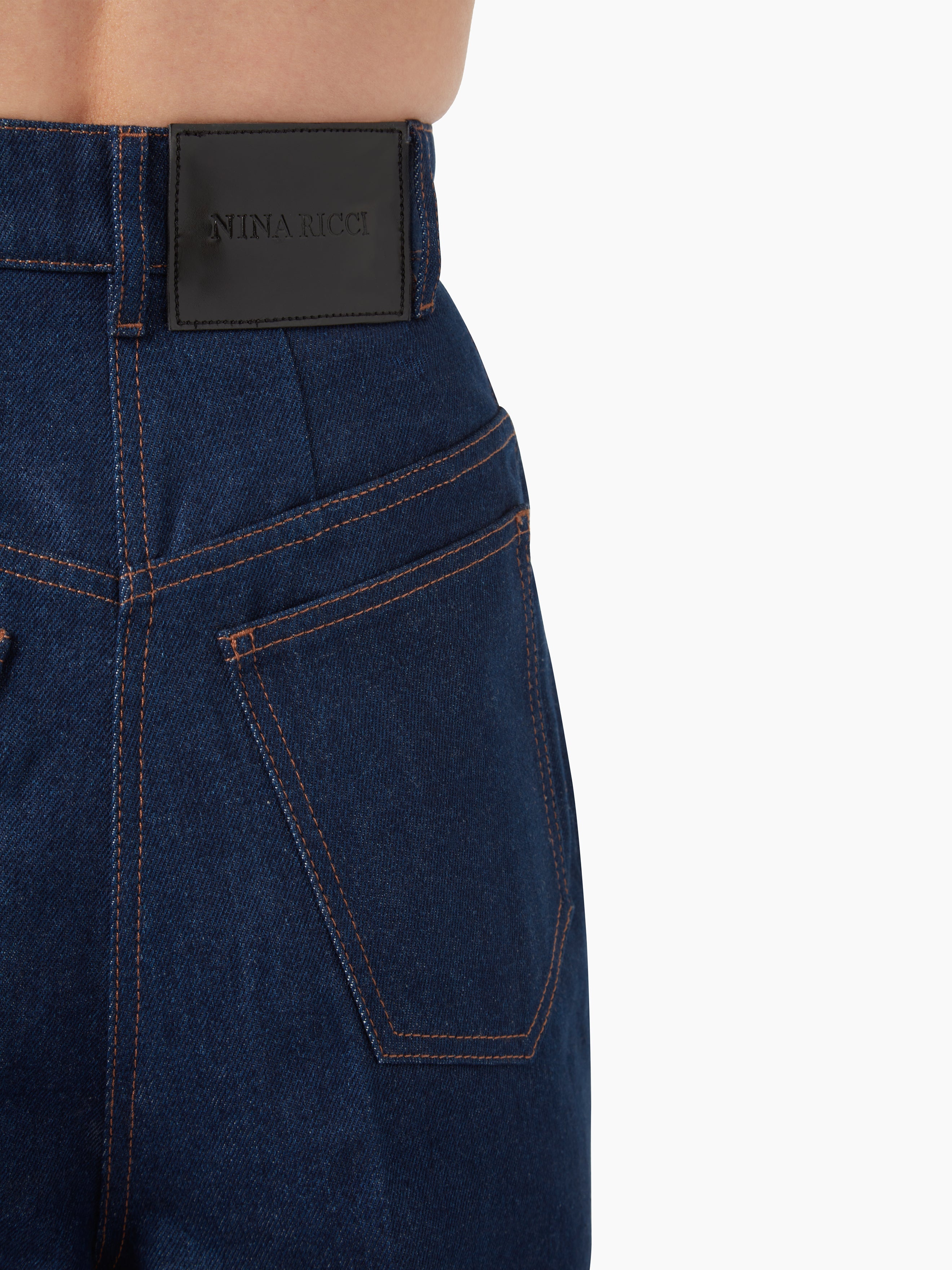 CROPPED FLARED DENIM PANTS - 3